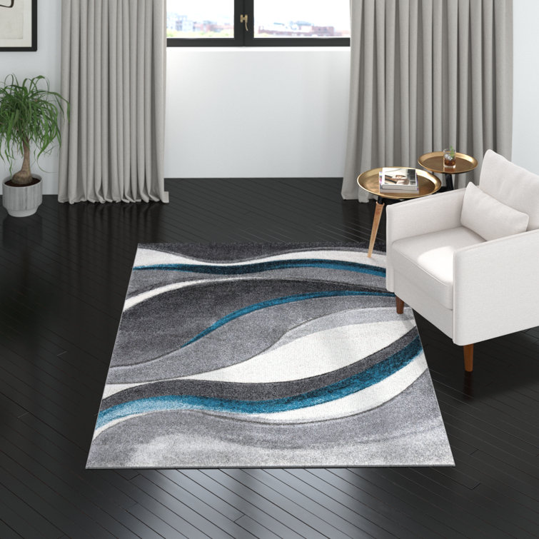 Wade Logan® Duboistown Abstract Gray/Turquoise Area Rug & Reviews Wayfair